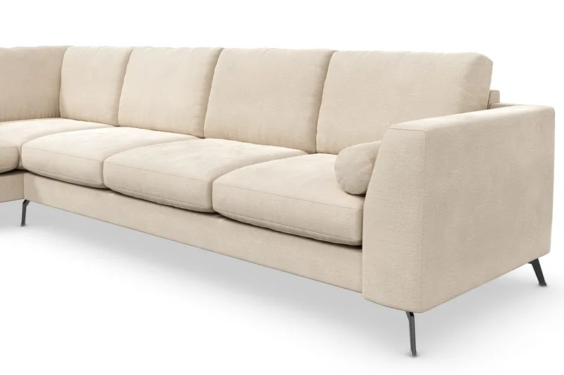 Ocean Lyx 4-sits Vänstervänd L-formad Schäslongsoffa i Sammet - Beige - Möbler - Soffa - Divansoffor & schäslongsoffa - 4 sits soffa med divan