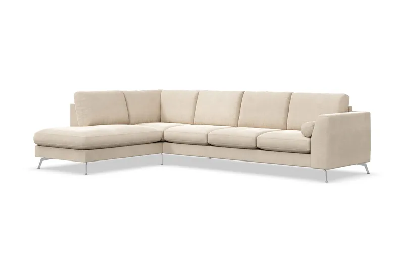 Ocean Lyx 4-sits Vänstervänd L-formad Schäslongsoffa i Sammet - Beige - Möbler - Soffa - Divansoffor & schäslongsoffa - 4 sits soffa med divan