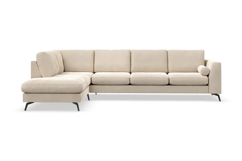 Ocean Lyx 4-sits Vänstervänd L-formad Schäslongsoffa i Sammet, Beige