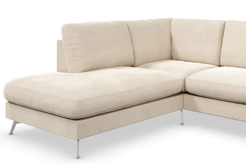 Ocean Lyx 4-sits Vänstervänd L-formad Schäslongsoffa i Sammet - Beige - Möbler - Soffa - Divansoffor & schäslongsoffa - 4 sits soffa med divan