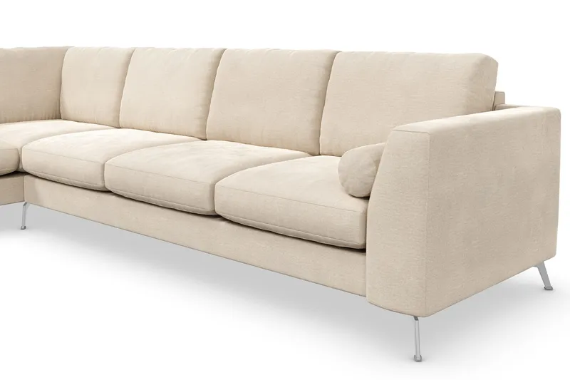 Ocean Lyx 4-sits Vänstervänd L-formad Schäslongsoffa i Sammet - Beige - Möbler - Soffa - Divansoffor & schäslongsoffa - 4 sits soffa med divan
