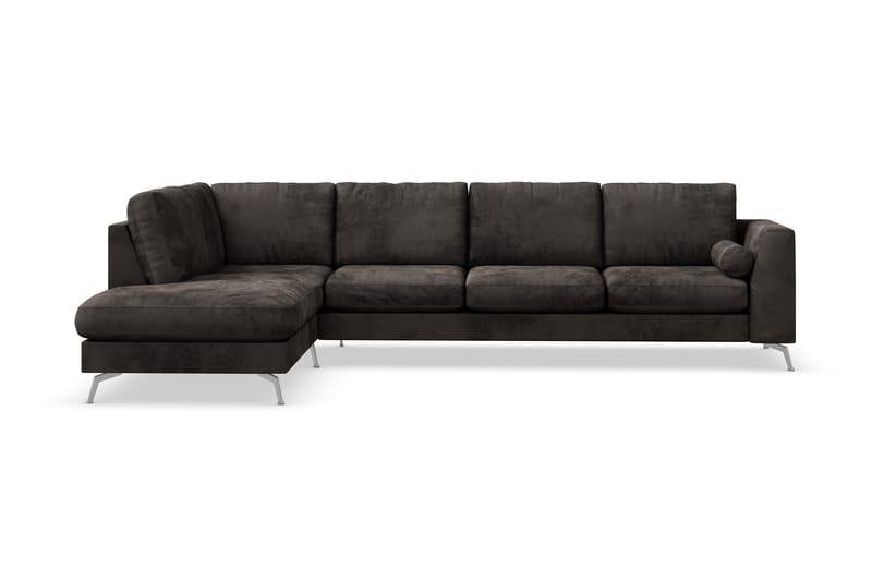 Ocean Lyx 4-sits Vänstervänd L-formad Schäslongsoffa i Sammet - Mörkgrå - Möbler - Soffa - Divansoffor & schäslongsoffa