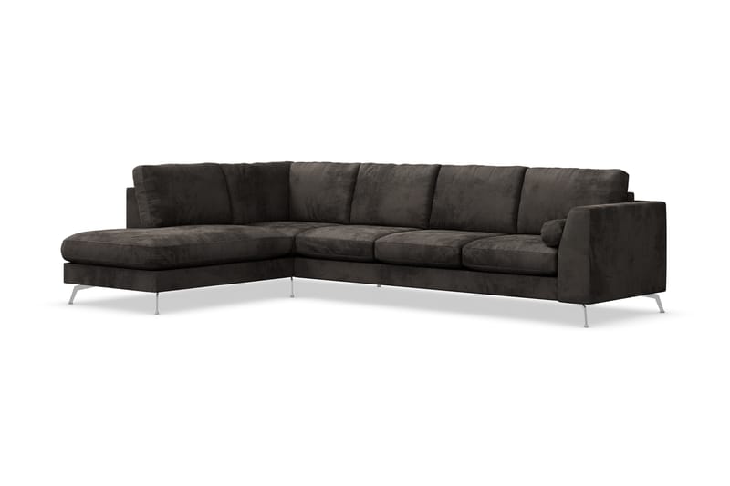 Ocean Lyx 4-sits Vänstervänd L-formad Schäslongsoffa i Sammet - Mörkgrå - Möbler - Soffa - Divansoffor & schäslongsoffa
