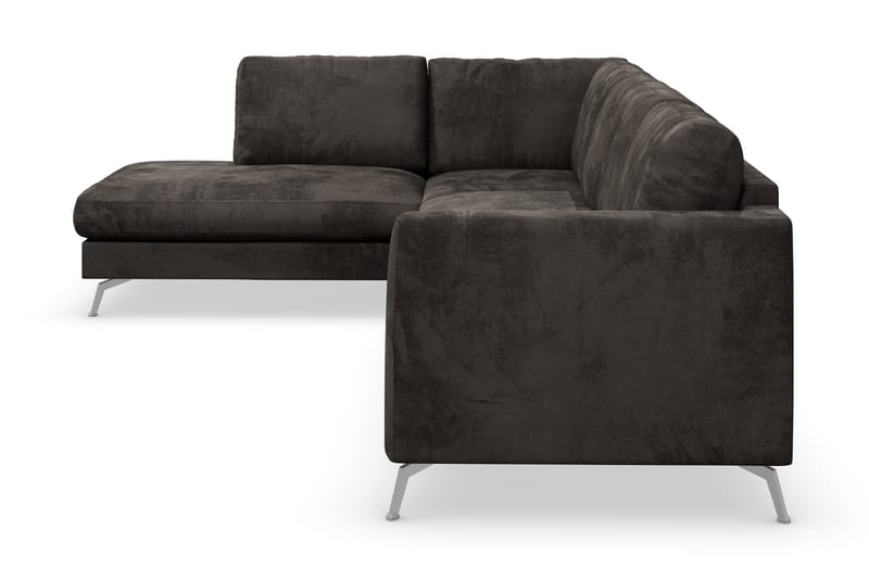 Ocean Lyx 4-sits Vänstervänd L-formad Schäslongsoffa i Sammet - Mörkgrå - Möbler - Soffa - Divansoffor & schäslongsoffa