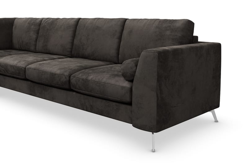 Ocean Lyx 4-sits Vänstervänd L-formad Schäslongsoffa i Sammet - Mörkgrå - Möbler - Soffa - Divansoffor & schäslongsoffa