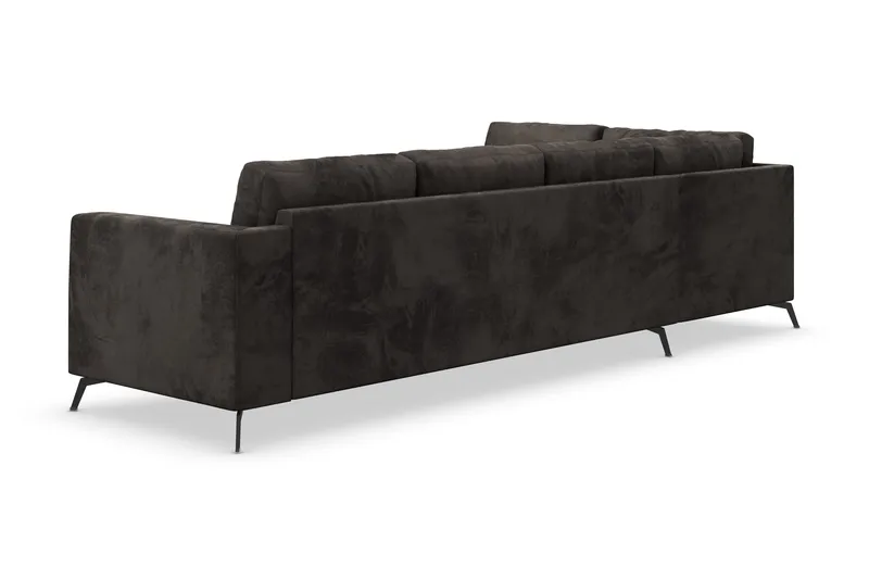Ocean Lyx 4-sits Vänstervänd L-formad Schäslongsoffa i Sammet - Mörkgrå - Möbler - Soffa - Divansoffor & schäslongsoffa - 4 sits soffa med divan