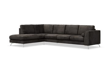 Ocean Lyx 4-sits Vänstervänd L-formad Schäslongsoffa i Sammet - Mörkgrå - Möbler - Soffa - Divansoffor & schäslongsoffa