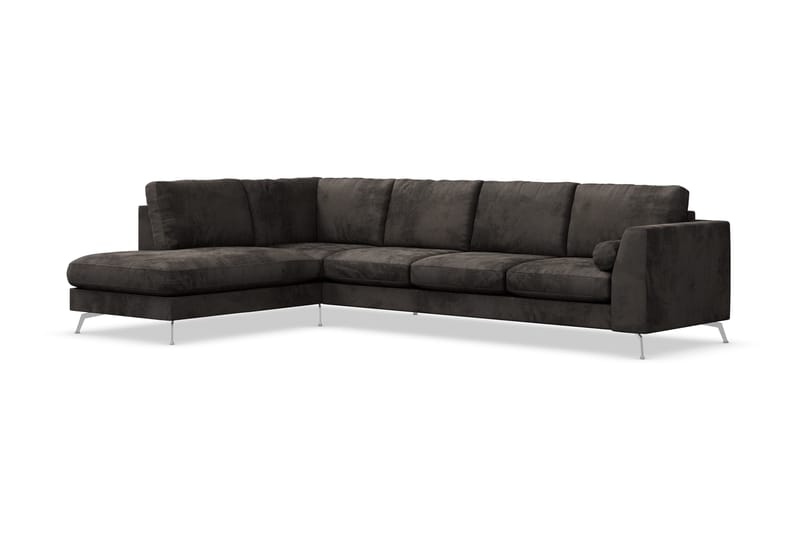 Ocean Lyx 4-sits Vänstervänd L-formad Schäslongsoffa i Sammet - Mörkgrå - Möbler - Soffa - Divansoffor & schäslongsoffa - 4 sits soffa med divan