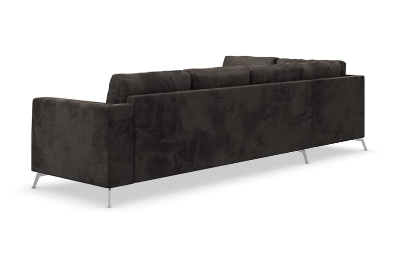 Ocean Lyx 4-sits Vänstervänd L-formad Schäslongsoffa i Sammet - Mörkgrå - Möbler - Soffa - Divansoffor & schäslongsoffa - 4 sits soffa med divan