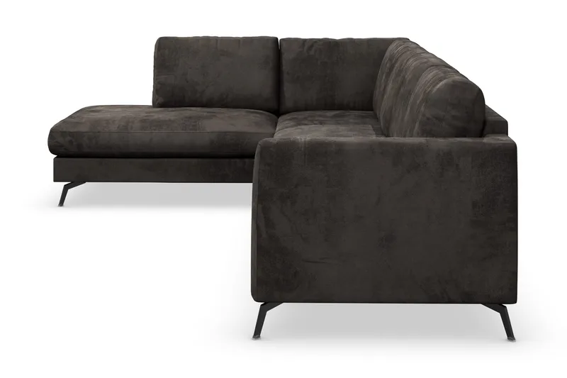 Ocean Lyx 4-sits Vänstervänd L-formad Schäslongsoffa i Sammet - Mörkgrå - Möbler - Soffa - Divansoffor & schäslongsoffa - 4 sits soffa med divan