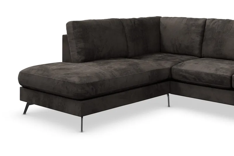 Ocean Lyx 4-sits Vänstervänd L-formad Schäslongsoffa i Sammet - Mörkgrå - Möbler - Soffa - Divansoffor & schäslongsoffa - 4 sits soffa med divan