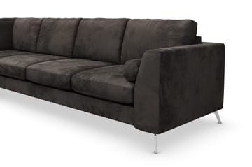 Ocean Lyx 4-sits Vänstervänd L-formad Schäslongsoffa i Sammet - Mörkgrå - Möbler - Soffa - Divansoffor & schäslongsoffa