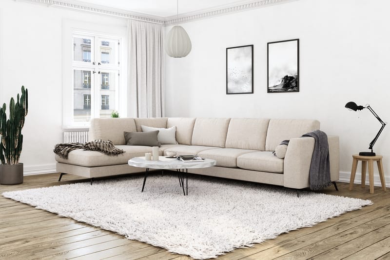 Ocean Lyx 4-sits Vänstervänd L-formad Schäslongsoffa i Tyg - Beige - Möbler - Soffa - Divansoffor & schäslongsoffa