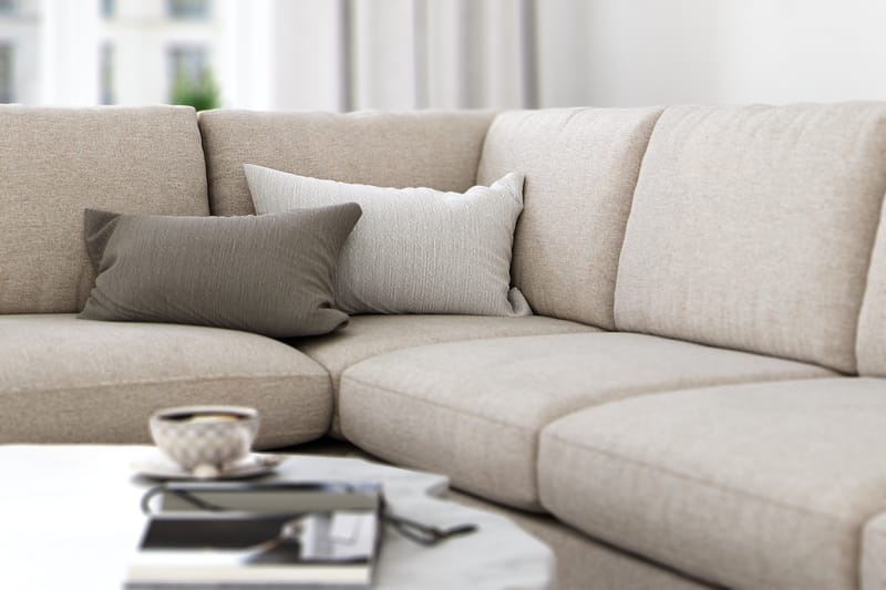 Ocean Lyx 4-sits Vänstervänd L-formad Schäslongsoffa i Tyg - Beige - Möbler - Soffa - Divansoffor & schäslongsoffa
