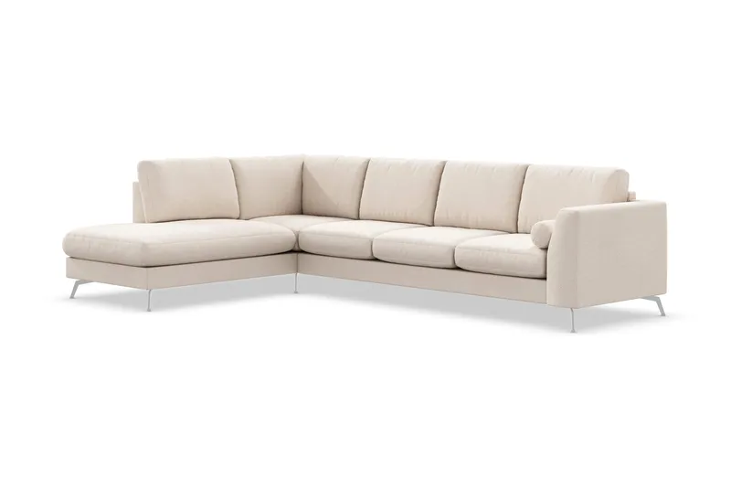 Ocean Lyx 4-sits Vänstervänd L-formad Schäslongsoffa i Tyg - Beige - Möbler - Soffa - Divansoffor & schäslongsoffa - 4 sits soffa med divan