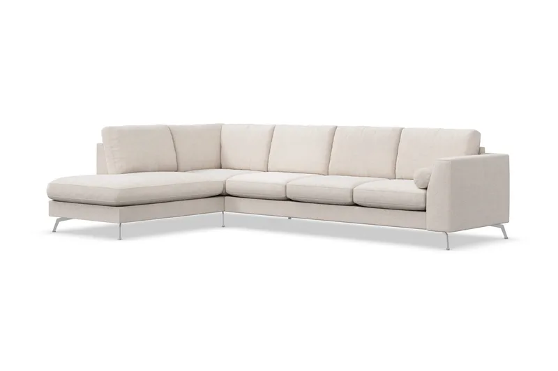 Ocean Lyx 4-sits Vänstervänd L-formad Schäslongsoffa i Tyg - Beige - Möbler - Soffa - Divansoffor & schäslongsoffa - 4 sits soffa med divan