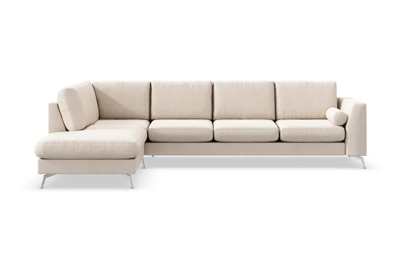 Ocean Lyx 4-sits Vänstervänd L-formad Schäslongsoffa i Tyg - Beige - Möbler - Soffa - Divansoffor & schäslongsoffa - 4 sits soffa med divan