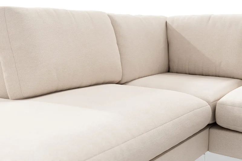 Ocean Lyx 4-sits Vänstervänd L-formad Schäslongsoffa i Tyg - Beige - Möbler - Soffa - Divansoffor & schäslongsoffa - 4 sits soffa med divan