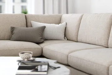 Ocean Lyx 4-sits Vänstervänd L-formad Schäslongsoffa i Tyg - Beige - Möbler - Soffa - Divansoffor & schäslongsoffa