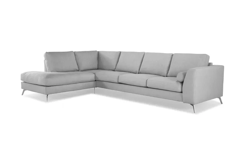 Ocean Lyx 4-sits Vänstervänd L-formad Schäslongsoffa i Tyg - Grå - Möbler - Soffa - Divansoffor & schäslongsoffa - 4 sits soffa med divan