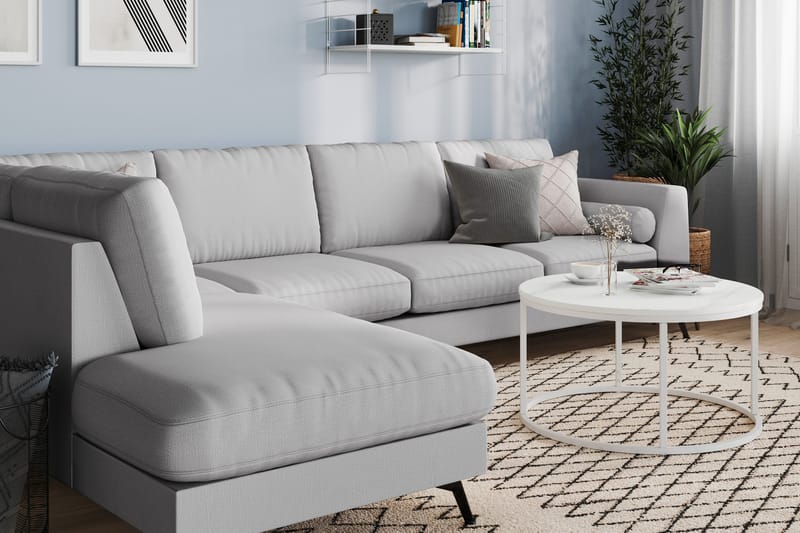 Ocean Lyx 4-sits Vänstervänd L-formad Schäslongsoffa i Tyg - Grå - Möbler - Soffa - Divansoffor & schäslongsoffa - 4 sits soffa med divan