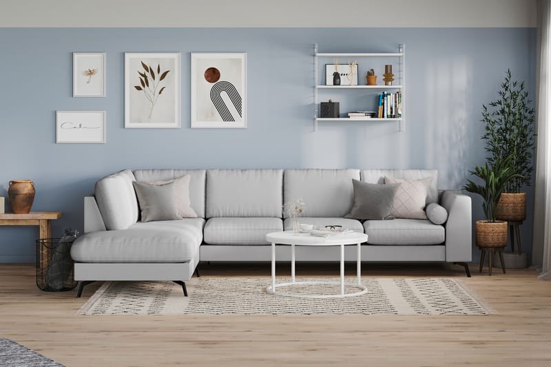 Ocean Lyx 4-sits Vänstervänd L-formad Schäslongsoffa i Tyg - Grå - Möbler - Soffa - Divansoffor & schäslongsoffa