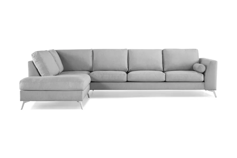 Ocean Lyx 4-sits Vänstervänd L-formad Schäslongsoffa i Tyg - Grå - Möbler - Soffa - Divansoffor & schäslongsoffa - 4 sits soffa med divan