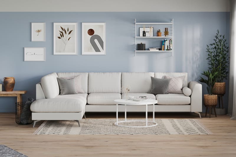 Ocean Lyx 4-sits Vänstervänd L-formad Schäslongsoffa i Tyg - Ljusgrå - Möbler - Soffa - Divansoffor & schäslongsoffa