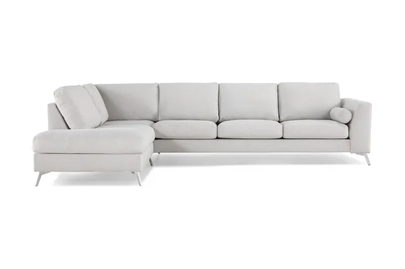 Ocean Lyx 4-sits Vänstervänd L-formad Schäslongsoffa i Tyg - Ljusgrå - Möbler - Soffa - Divansoffor & schäslongsoffa - 4 sits soffa med divan