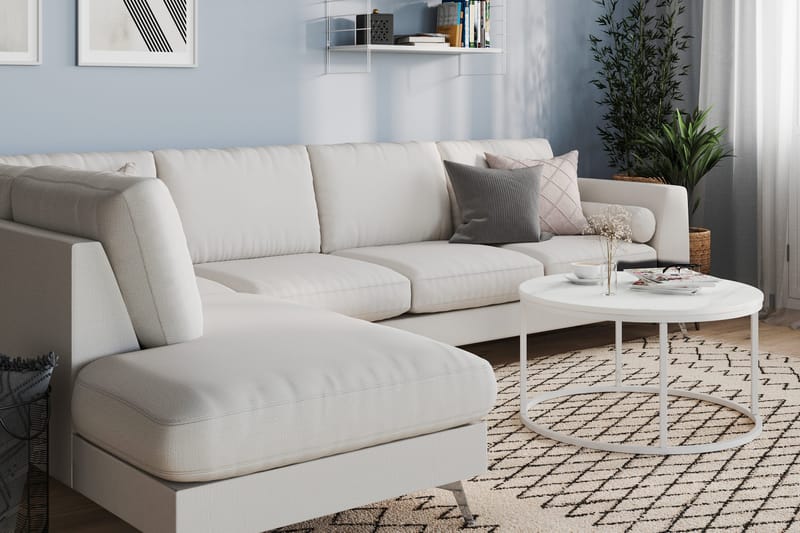 Ocean Lyx 4-sits Vänstervänd L-formad Schäslongsoffa i Tyg - Ljusgrå - Möbler - Soffa - Divansoffor & schäslongsoffa - 4 sits soffa med divan