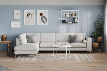 Ocean Lyx 4-sits Vänstervänd L-formad Schäslongsoffa i Tyg - Ljusgrå - Möbler - Soffa - Divansoffor & schäslongsoffa