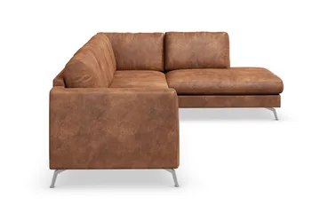 Ocean Lyx 5-sits Högervänd L-formad Schäslongsoffa i Konstläder - Brun - Möbler - Soffa - Divansoffor & schäslongsoffa