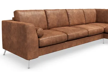 Ocean Lyx 5-sits Högervänd L-formad Schäslongsoffa i Konstläder - Brun - Möbler - Soffa - Divansoffor & schäslongsoffa