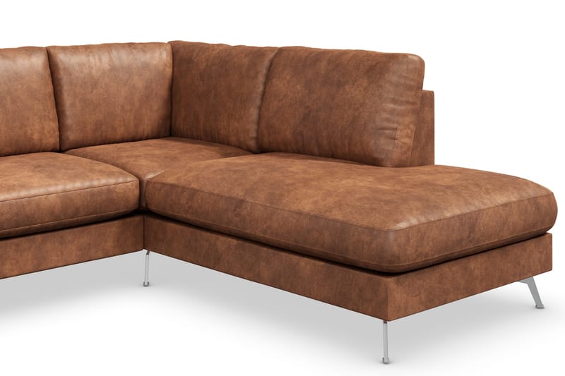 Ocean Lyx 5-sits Högervänd L-formad Schäslongsoffa i Konstläder - Brun - Möbler - Soffa - Divansoffor & schäslongsoffa - 4 sits soffa med divan