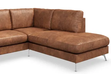 Ocean Lyx 5-sits Högervänd L-formad Schäslongsoffa i Konstläder - Brun - Möbler - Soffa - Divansoffor & schäslongsoffa
