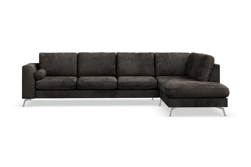 Ocean Lyx 5-sits Högervänd L-formad Schäslongsoffa i Sammet - Mörkgrå - Möbler - Soffa - Divansoffor & schäslongsoffa