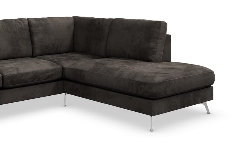 Ocean Lyx 5-sits Högervänd L-formad Schäslongsoffa i Sammet - Mörkgrå - Möbler - Soffa - Divansoffor & schäslongsoffa