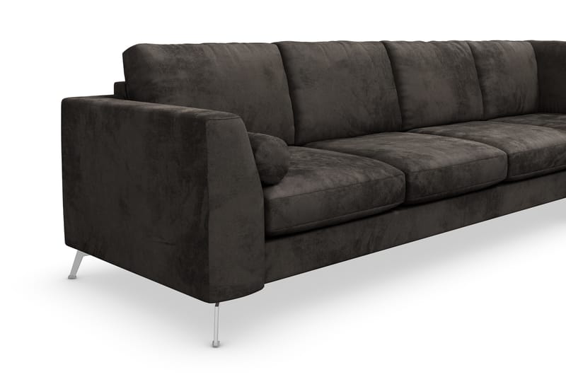Ocean Lyx 5-sits Högervänd L-formad Schäslongsoffa i Sammet - Mörkgrå - Möbler - Soffa - Divansoffor & schäslongsoffa