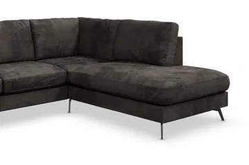 Ocean Lyx 5-sits Högervänd L-formad Schäslongsoffa i Sammet - Mörkgrå - Möbler - Soffa - Divansoffor & schäslongsoffa