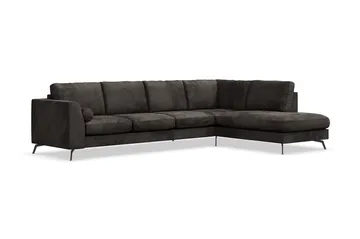 Ocean Lyx 5-sits Högervänd L-formad Schäslongsoffa i Sammet - Mörkgrå - Möbler - Soffa - Divansoffor & schäslongsoffa