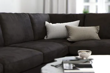 Ocean Lyx 5-sits Högervänd L-formad Schäslongsoffa i Sammet - Mörkgrå - Möbler - Soffa - Divansoffor & schäslongsoffa
