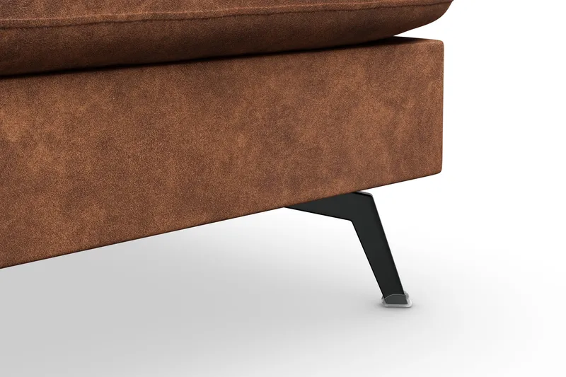 Ocean Lyx 6-sits Högervänd U-formad Soffa med Divan och Schäslong + Fotpall i Konstläder - Brun - Möbler - Soffa - U-soffa