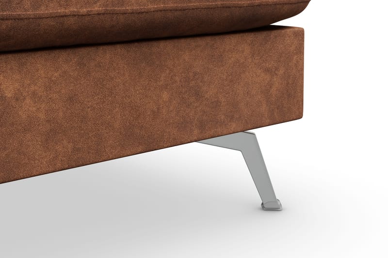 Ocean Lyx 6-sits Högervänd U-formad Soffa med Divan och Schäslong + Fotpall i Konstläder - Brun - Möbler - Soffa - U-soffa