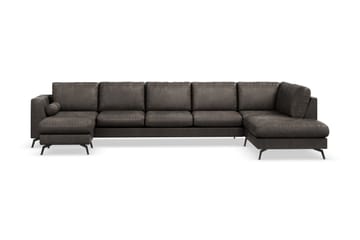Ocean Lyx 6-sits Högervänd U-formad Soffa med Divan och Schäslong + Fotpall i Konstläder