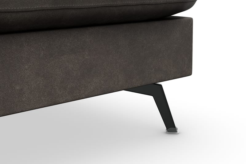 Ocean Lyx 6-sits Högervänd U-formad Soffa med Divan och Schäslong + Fotpall i Konstläder - Mörkgrå - Möbler - Soffa - Divansoffor & schäslongsoffa