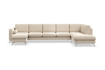 Ocean Lyx 6-sits Högervänd U-formad Soffa med Divan och Schäslong + Fotpall i Sammet