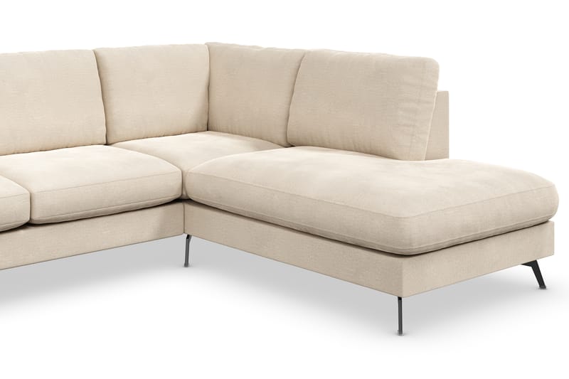 Ocean Lyx 6-sits Högervänd U-formad Soffa med Divan och Schäslong + Fotpall i Sammet - Beige - Möbler - Soffa - Divansoffor & schäslongsoffa
