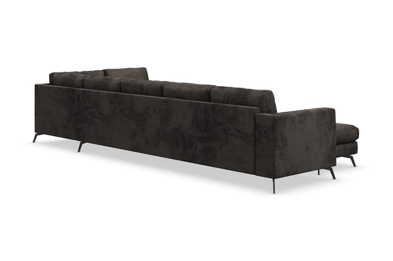 Ocean Lyx 6-sits Högervänd U-formad Soffa med Divan och Schäslong + Fotpall i Sammet - Mörkgrå - Möbler - Soffa - U-soffa