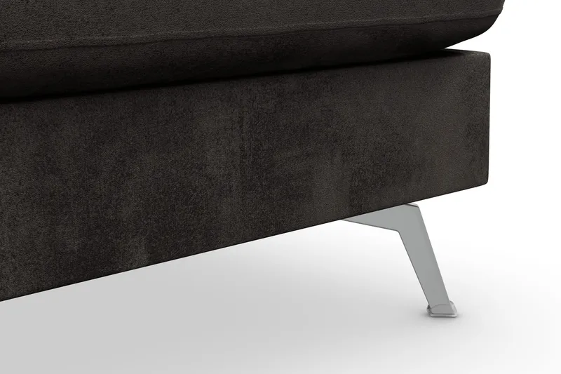 Ocean Lyx 6-sits Högervänd U-formad Soffa med Divan och Schäslong + Fotpall i Sammet - Mörkgrå - Möbler - Soffa - U-soffa