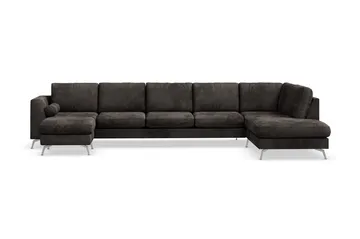 Ocean Lyx 6-sits Högervänd U-formad Soffa med Divan och Schäslong + Fotpall i Sammet